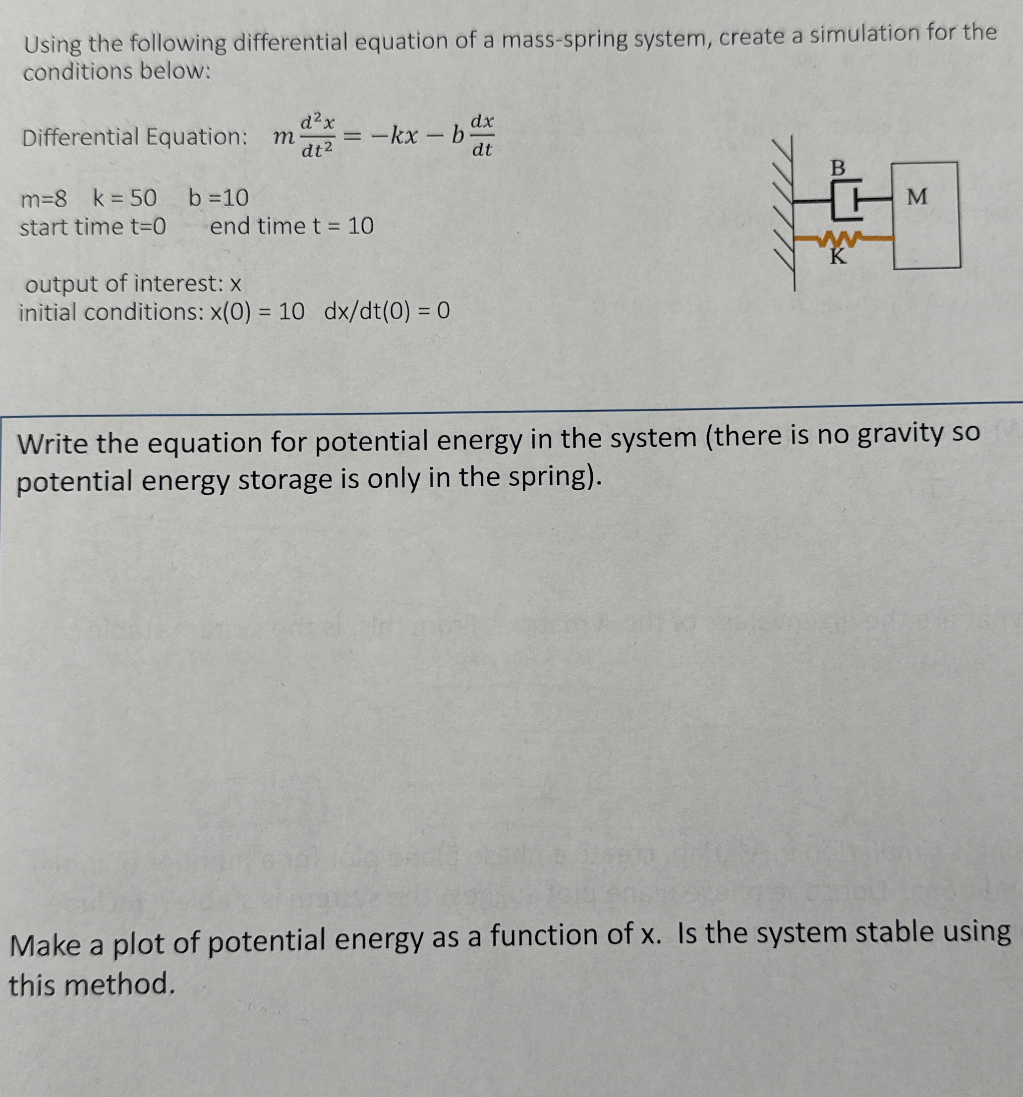 Using the following differential equation of a