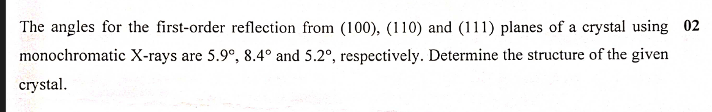 The angles for the first - order reflection from