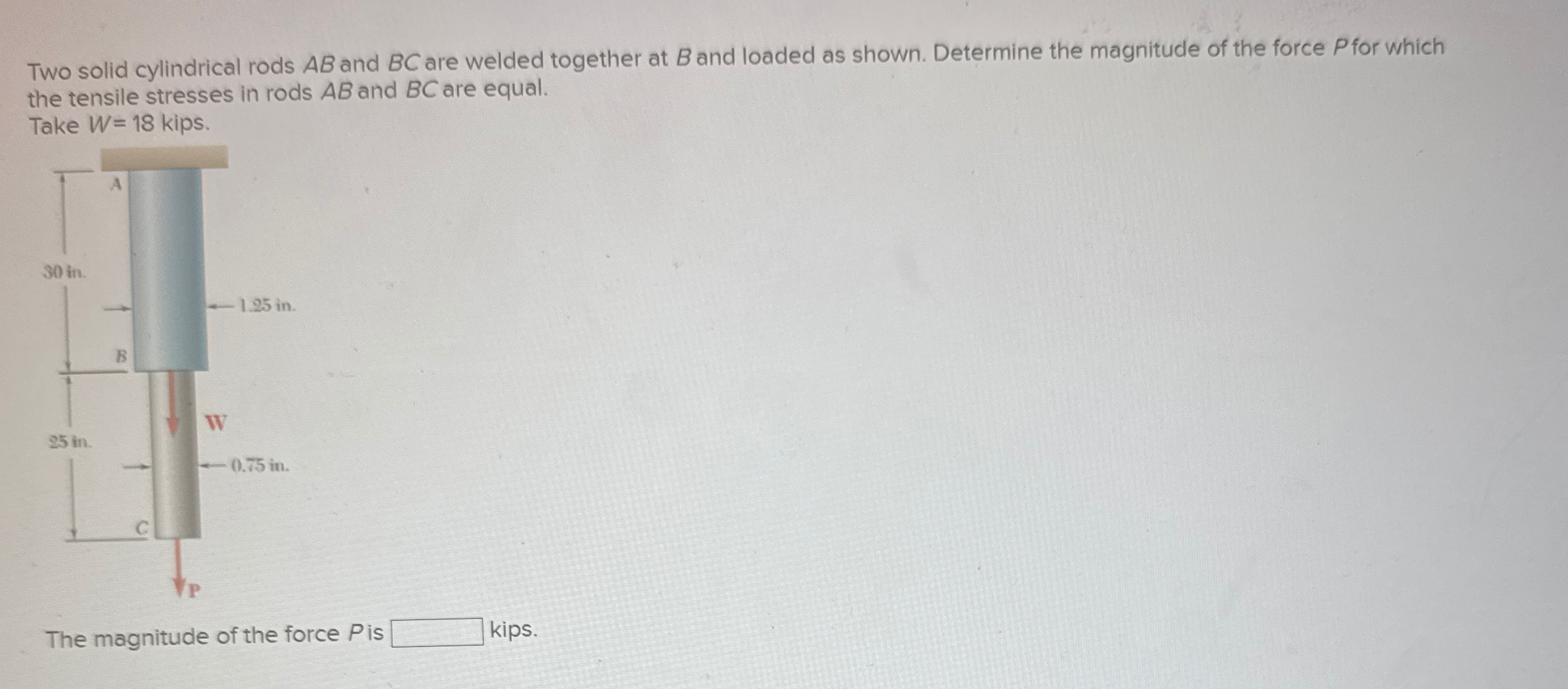 Two solid cylindrical rods A B and B C are welded