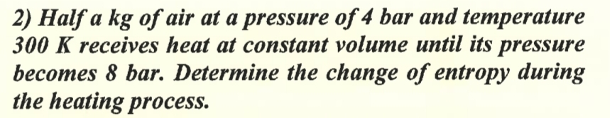 Half a kg of air at a pressure of 4 bar and