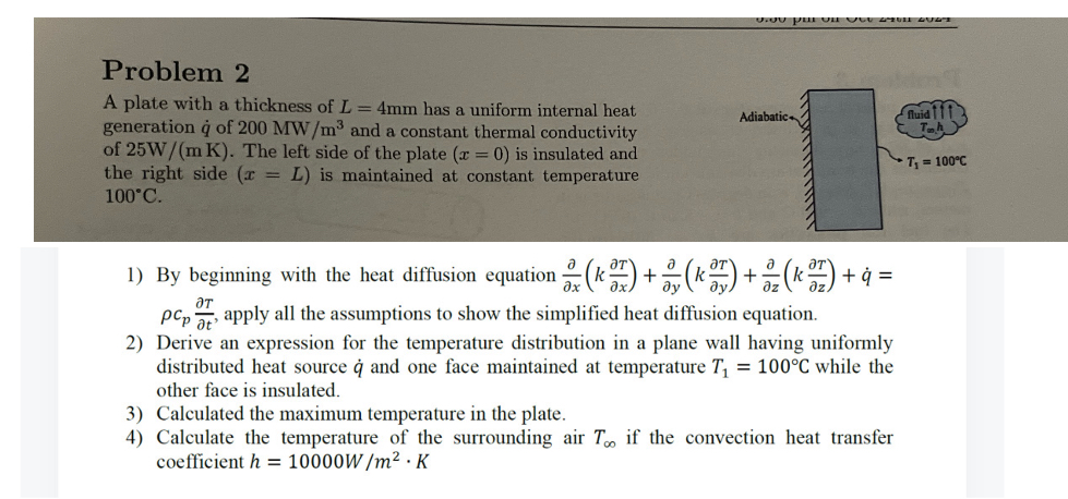 Problem 2 A plate with a thickness of L = 4 m m