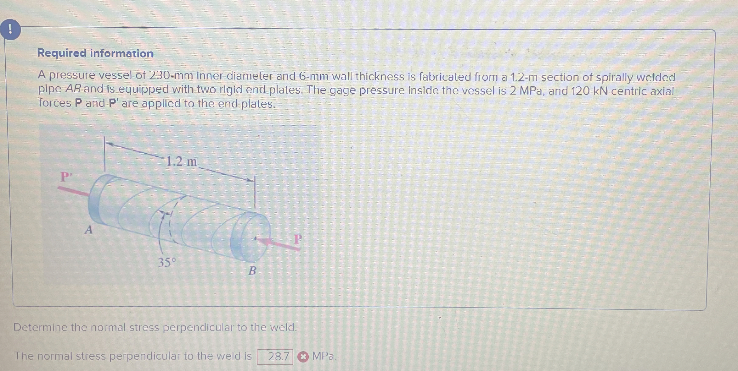 ! Required information A pressure vessel of 2 3 0