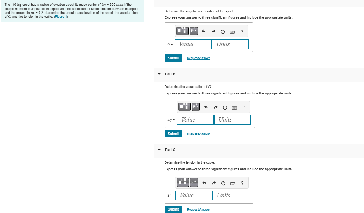 The \ ( 1 1 0 - \ mathrm { kg } \ ) spool has a