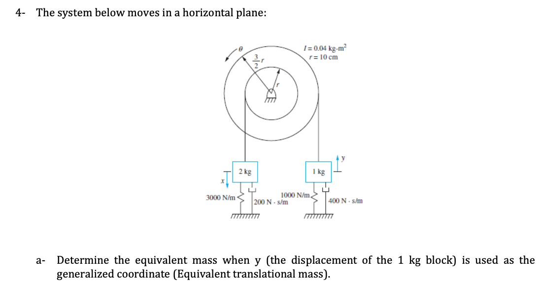 4 - The system below moves in a horizontal plane: