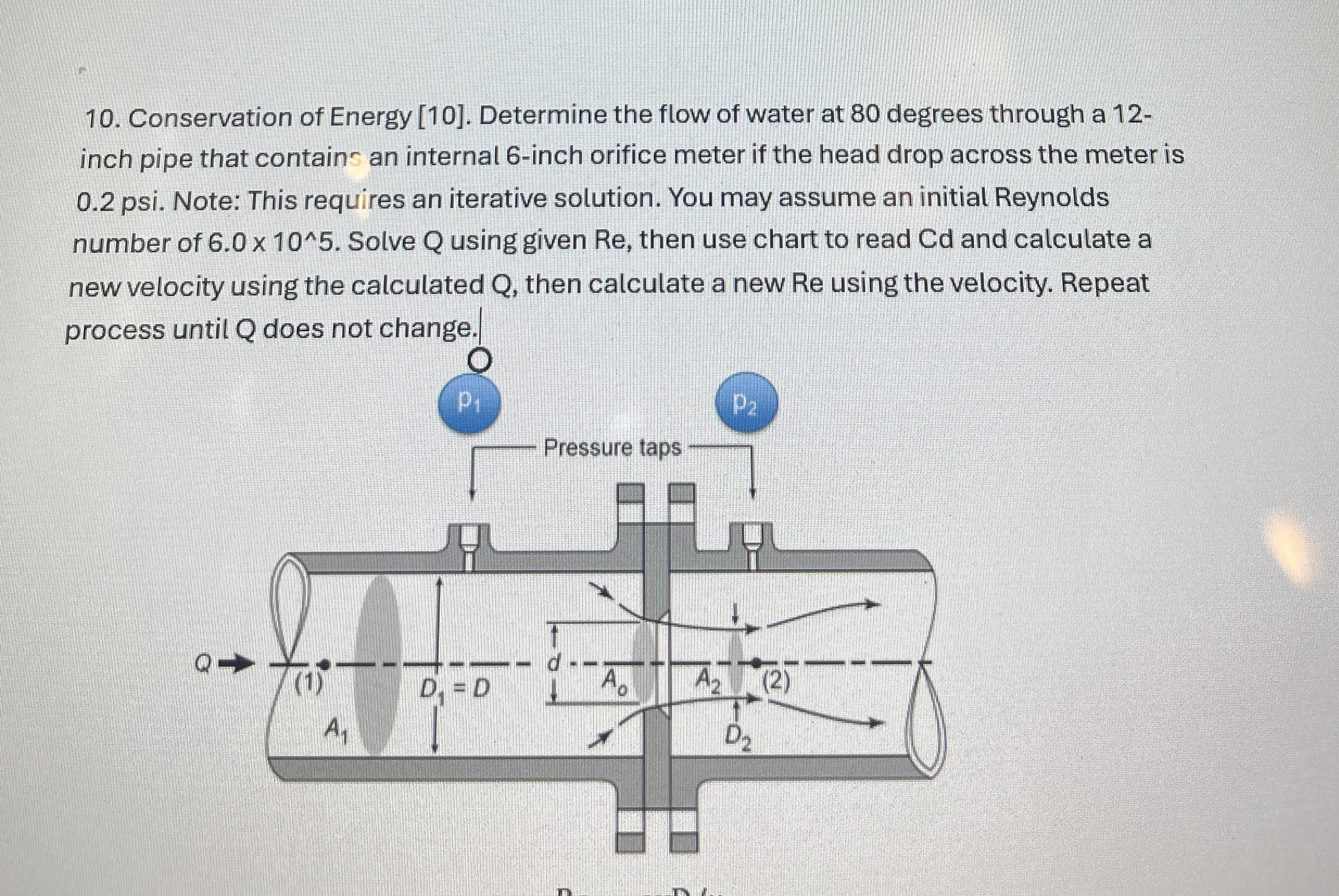 Determine the flow of water at 8 0 F through a 1