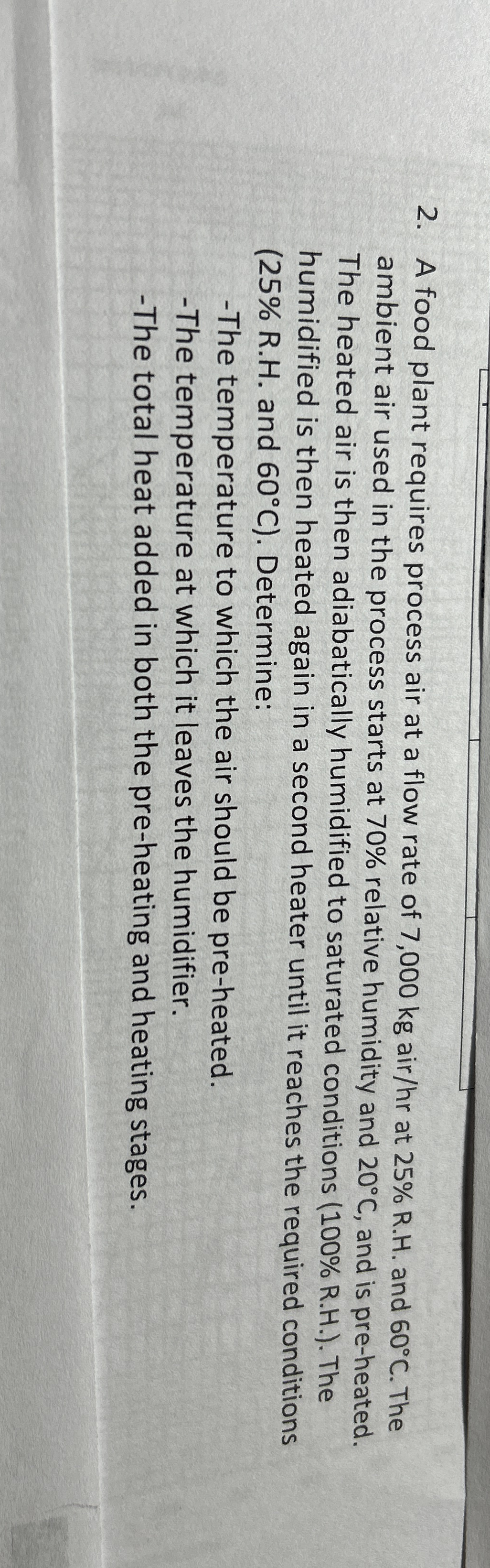 A food plant requires process air at a flow rate