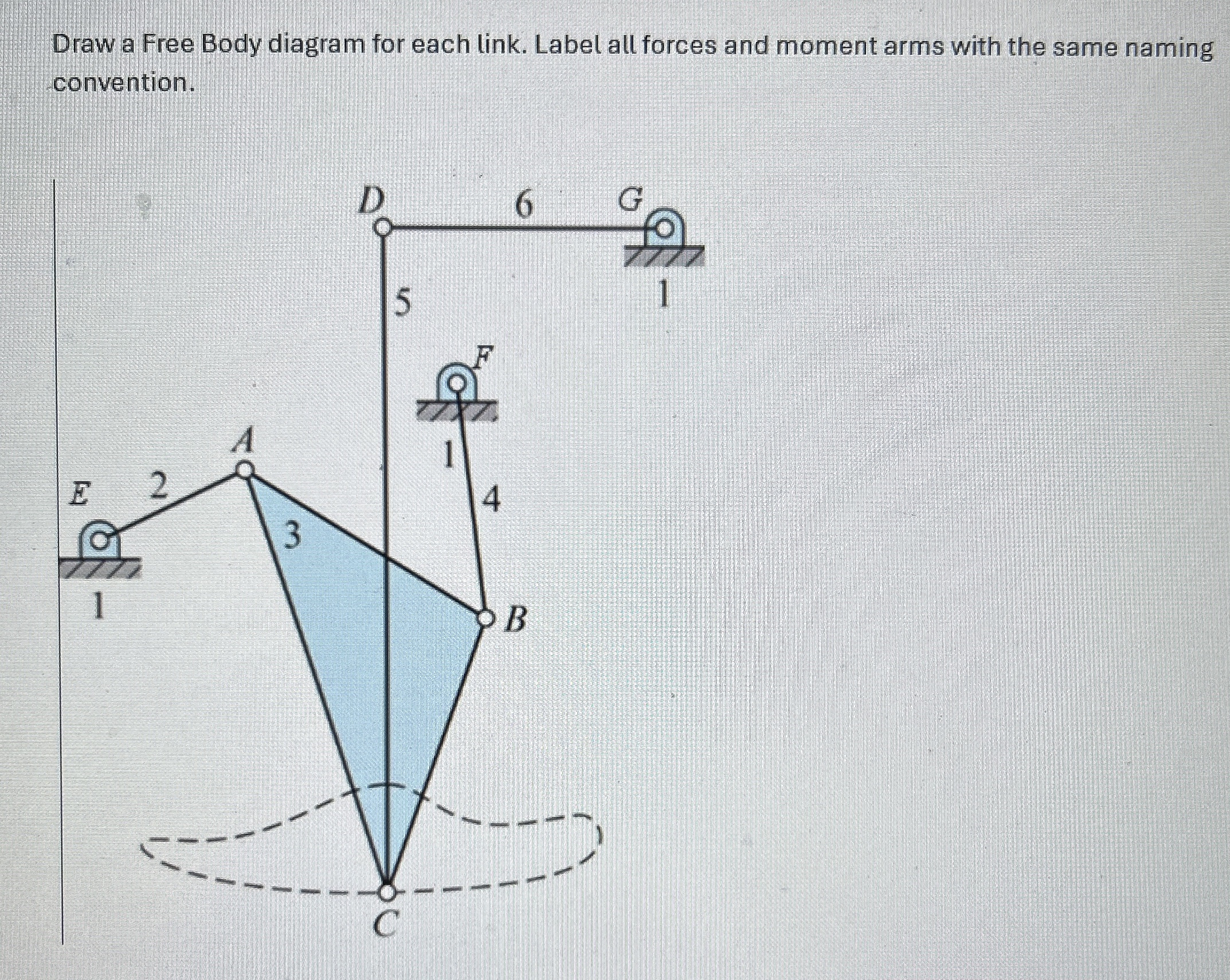 Draw a Free Body diagram for each link. Label all