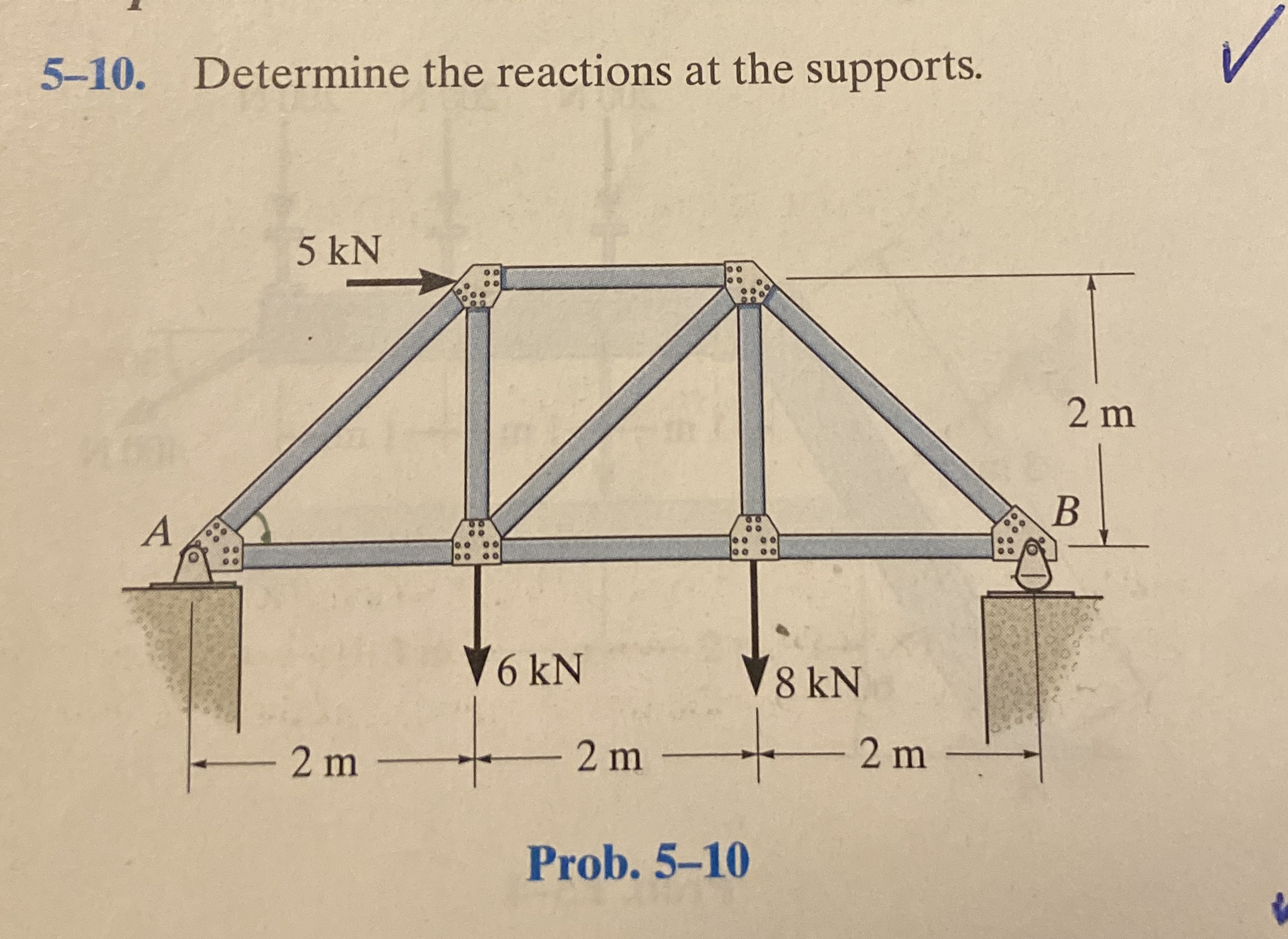 5 - 1 0 . Determine the reactions at the