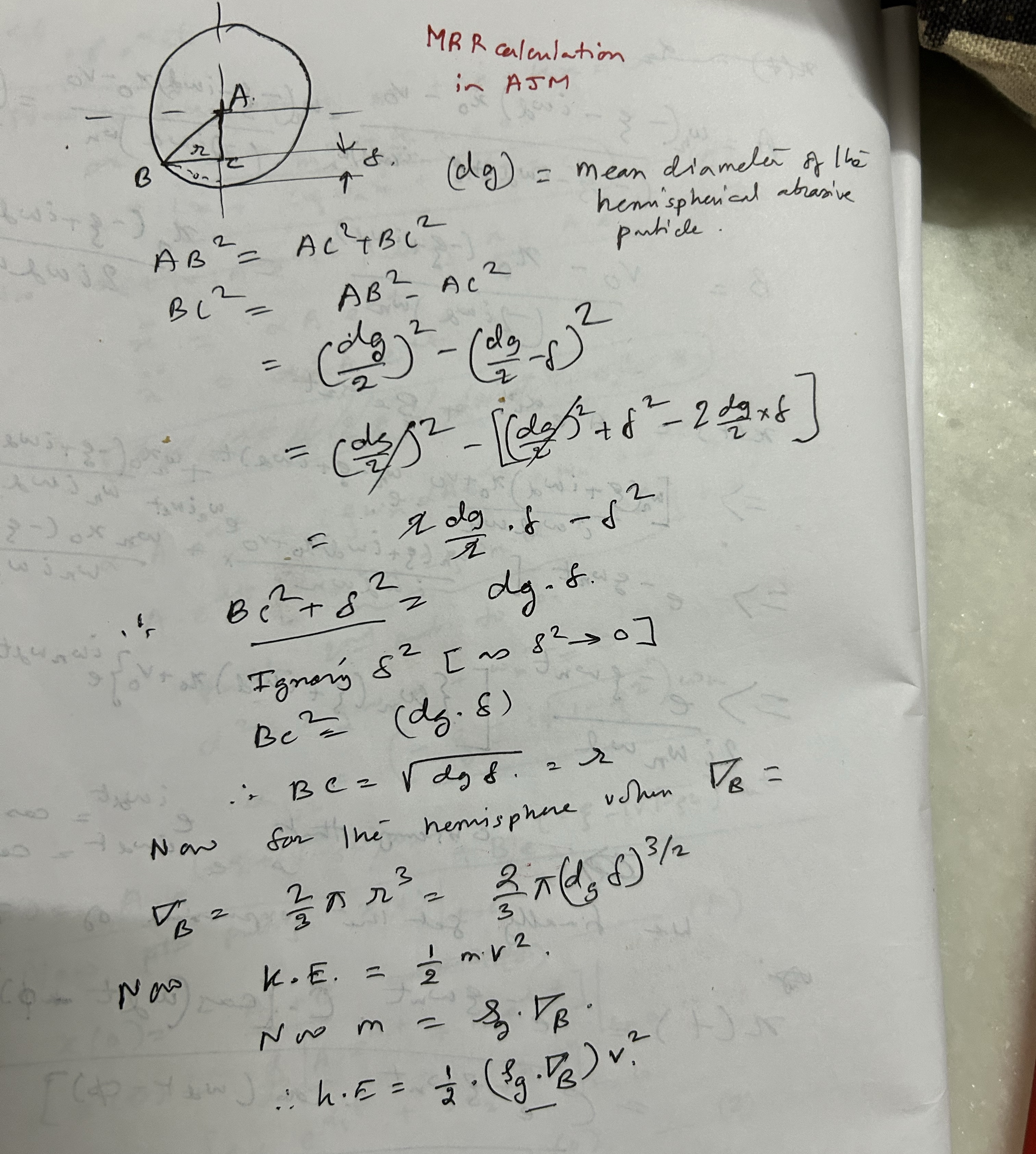 M R R culculation in AJM ( d g ) = mean diamelet