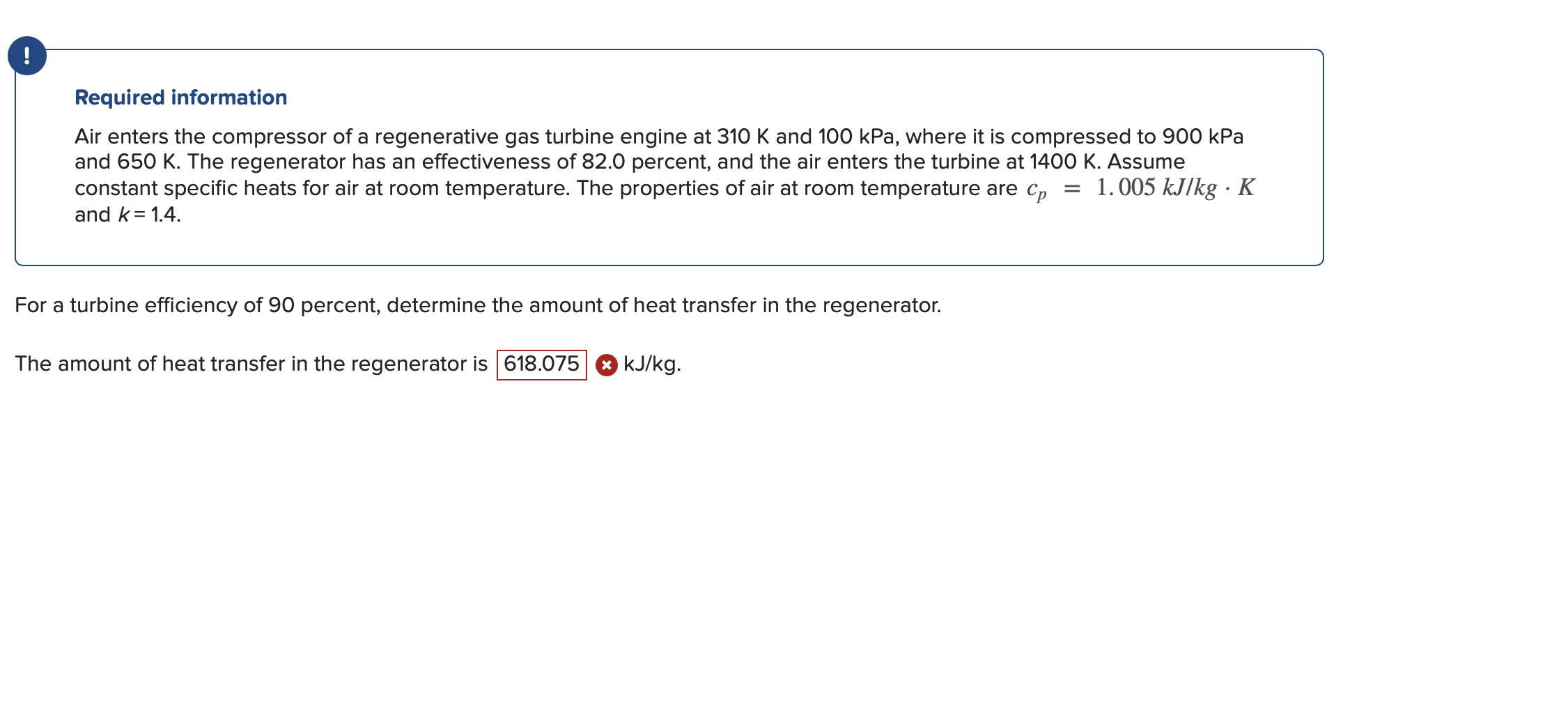 Required information Air enters the compressor of
