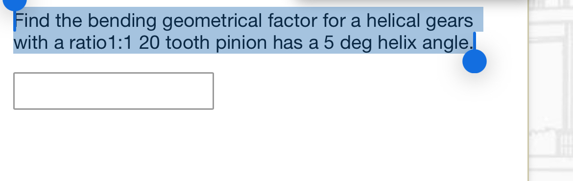 Find the bending geometrical factor for a helical
