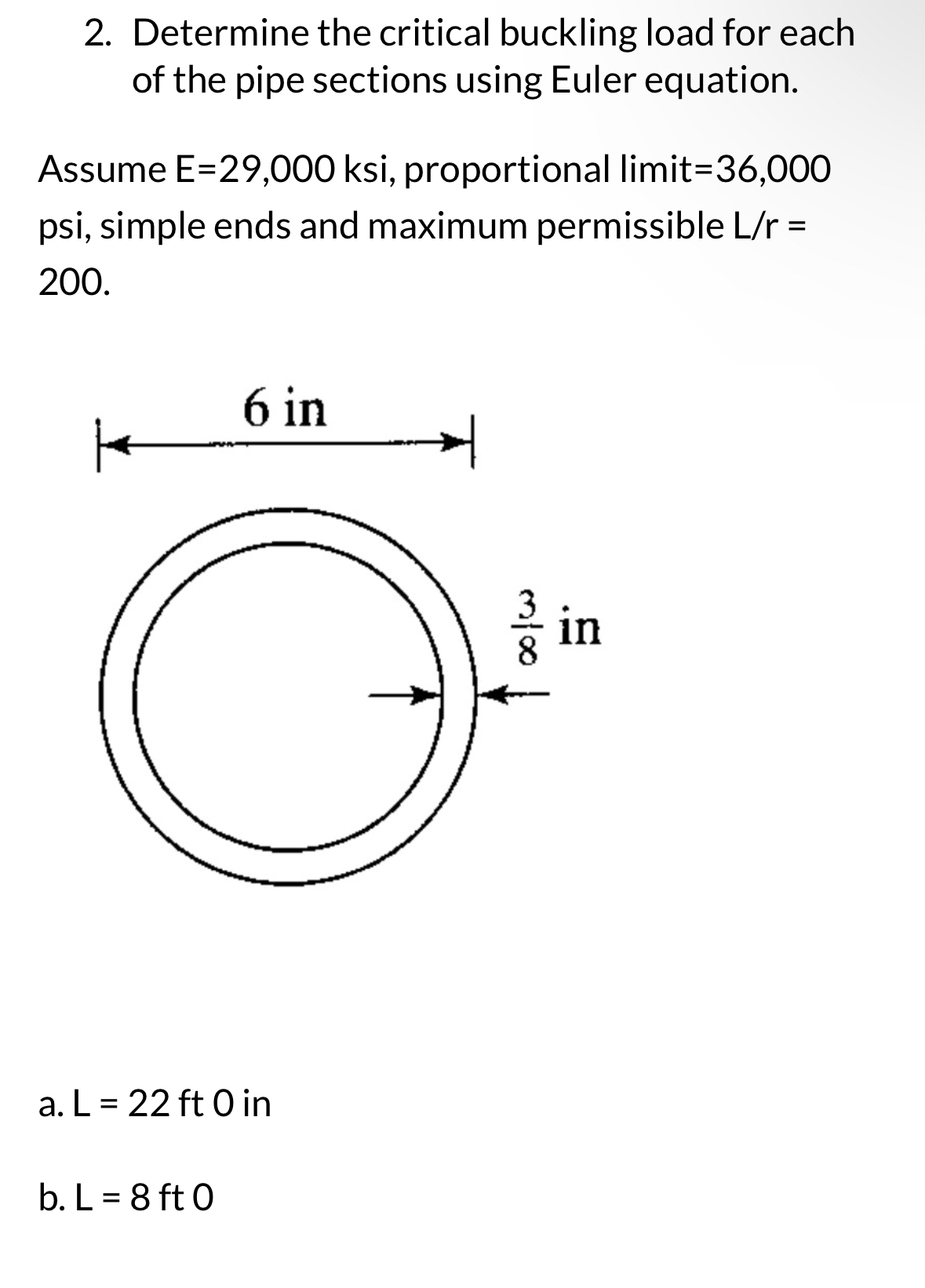 Determine the critical buckling load for each of