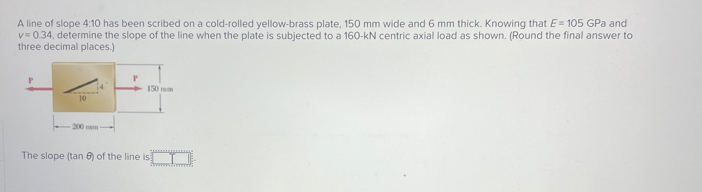 A line of slope 4 : 1 0 has been scribed on a