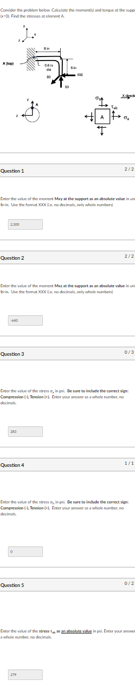 Question 1 Enter the value of the moment Mxy at