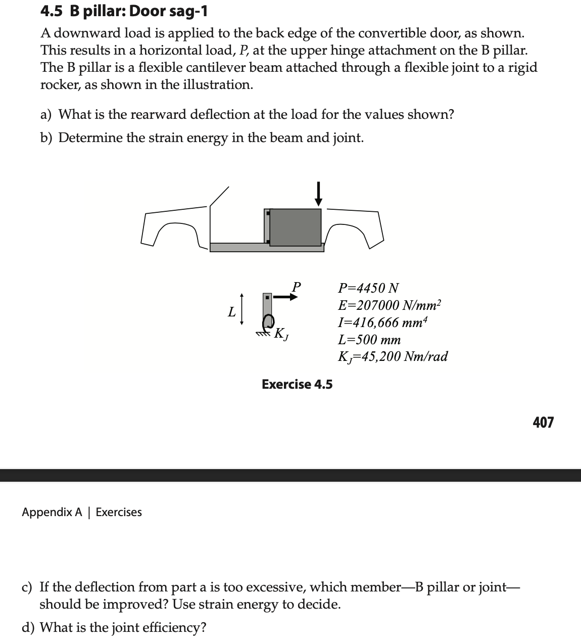 4 . 5 B pillar: Door sag - 1 A downward load is