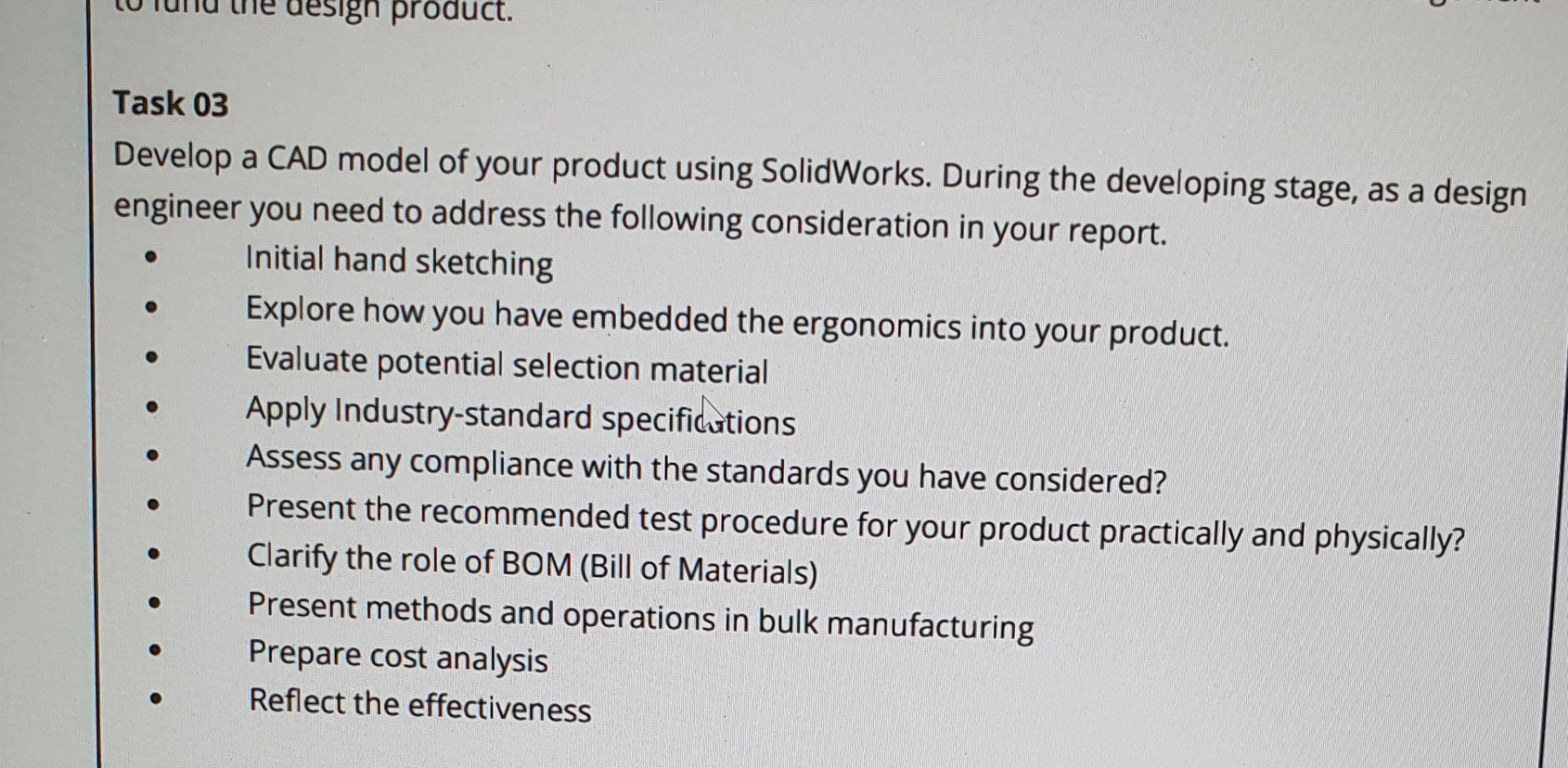 Task 0 3 Develop a CAD model of your product