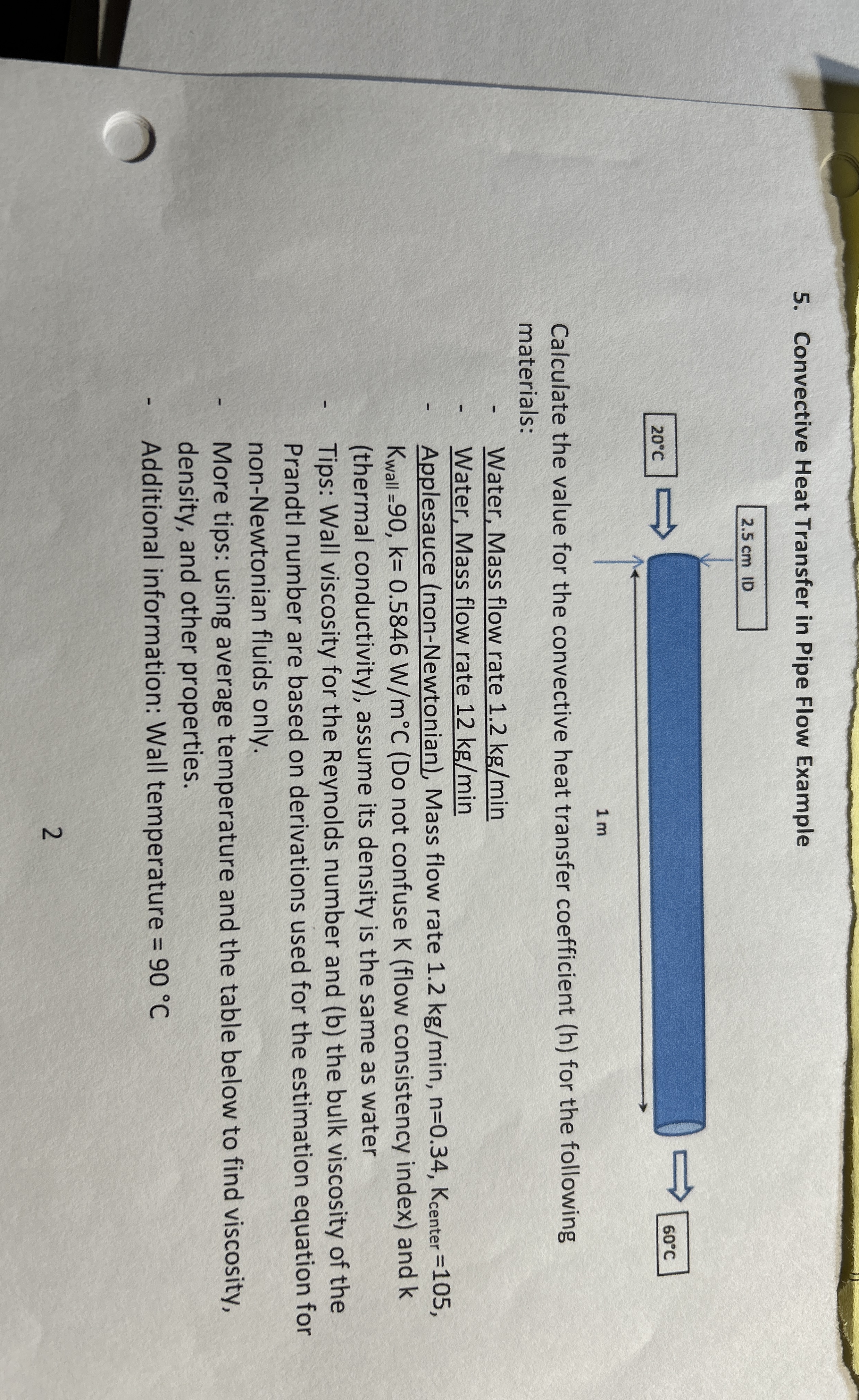 Convective 2 0 C Calculate the value for the