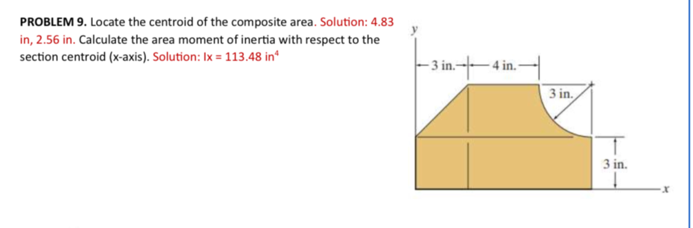 PROBLEM 9 . Locate the centroid of the composite