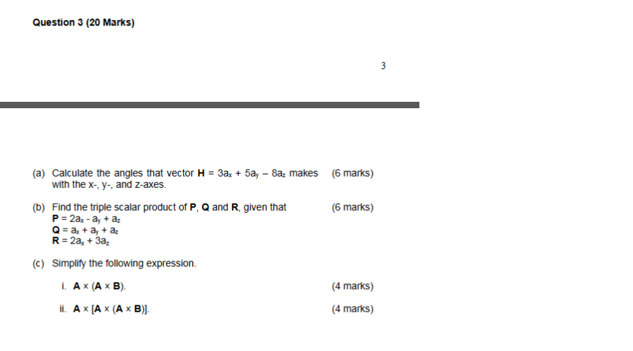 Question 3 ( 2 0 Marks ) ( a ) Calculate the