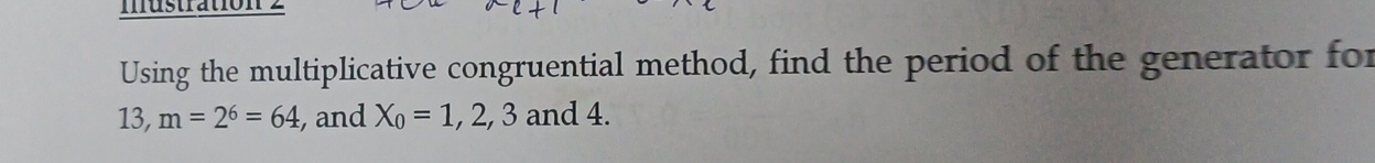 Using the multiplicative congruential method,