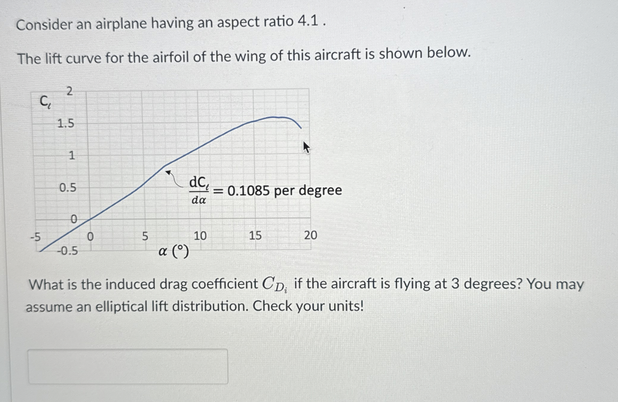 Consider an airplane having an aspect ratio 4 . 1