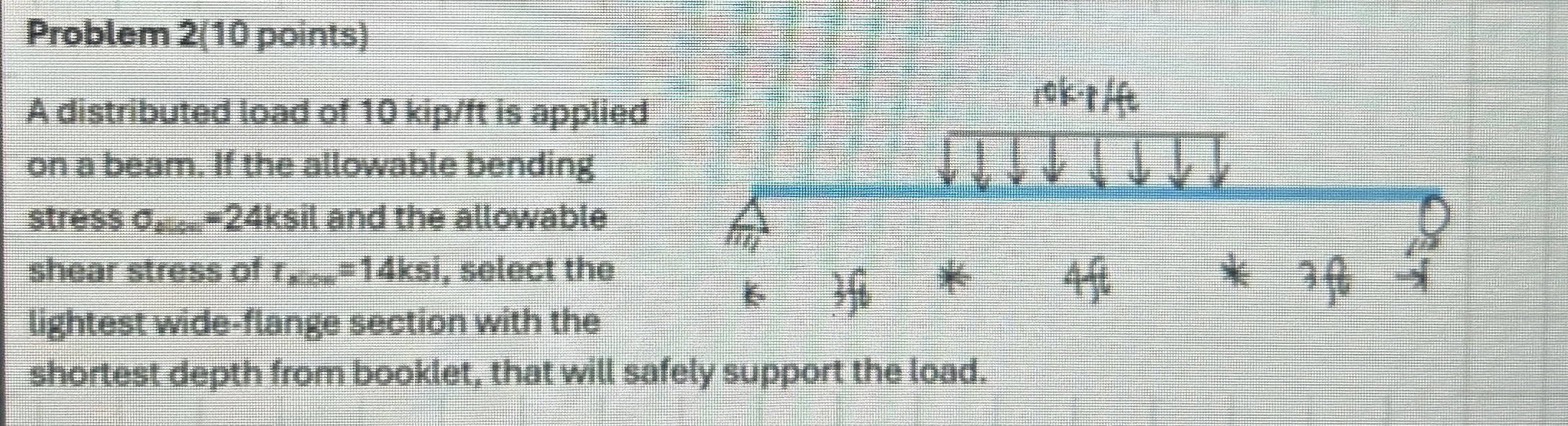 Problem 2 ( 1 0 points ) A distributed load of 1