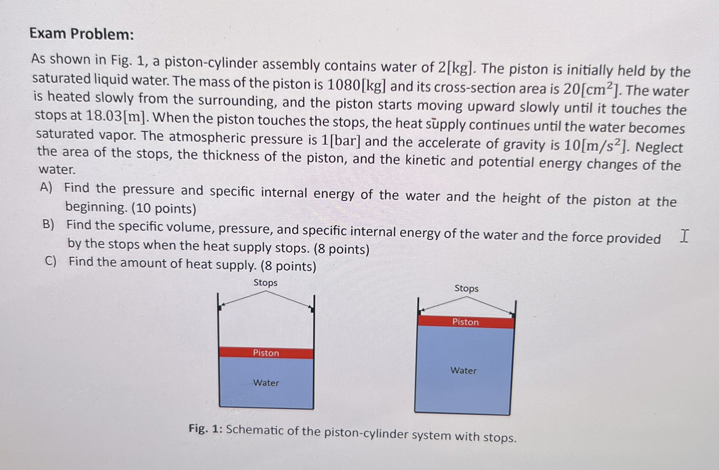 Exam Problem: As shown in Fig. 1 , a piston -