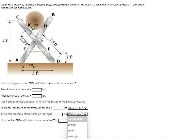 Using the Free Body Dlagrams chosen above and