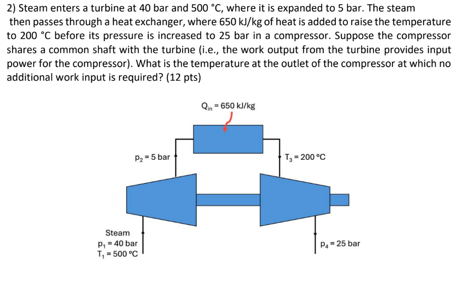 2 ) Steam enters a turbine at 4 0 bar and \ ( 5 0