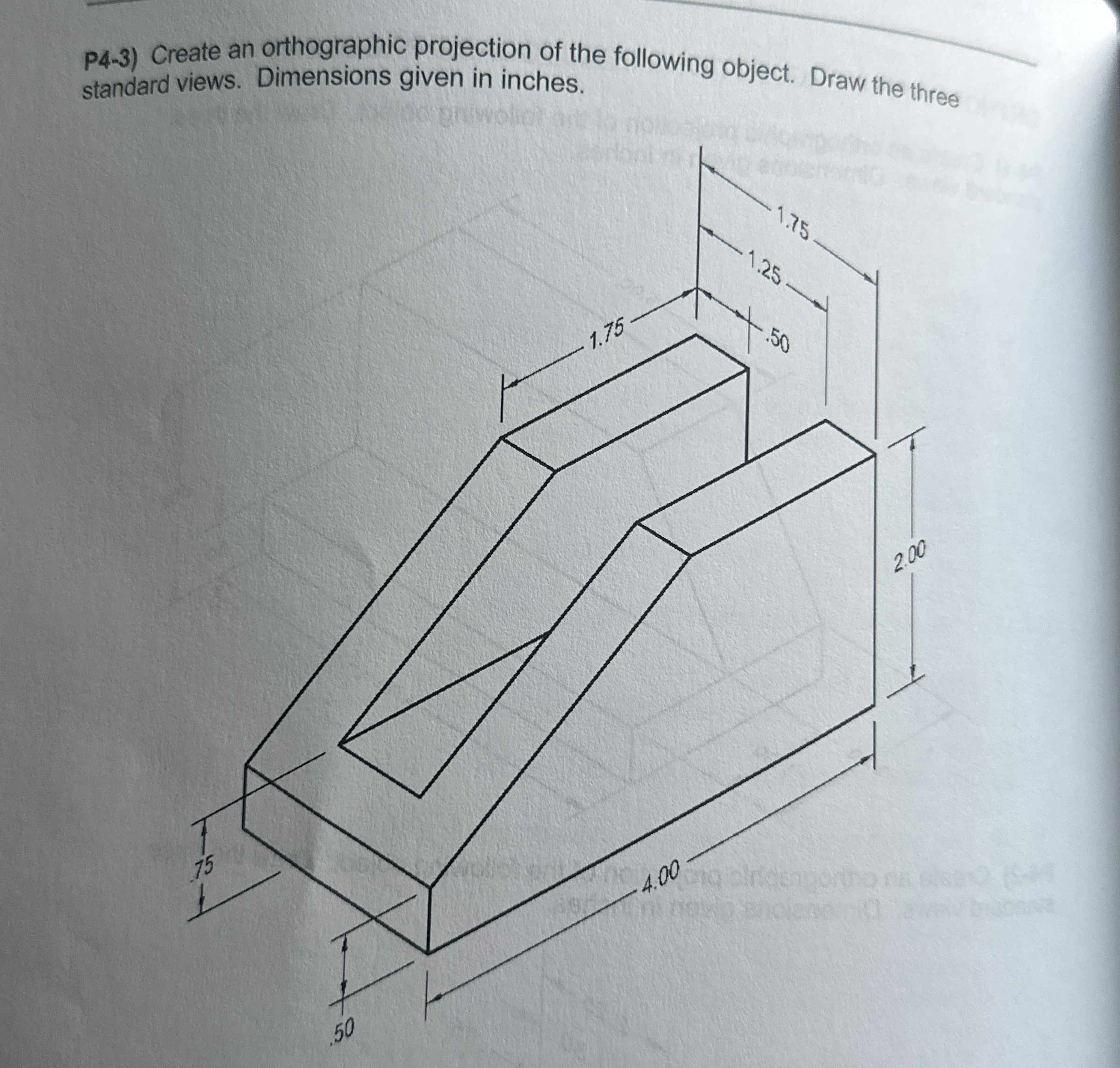 P 4 - 3 ) Create an orthographic projection of