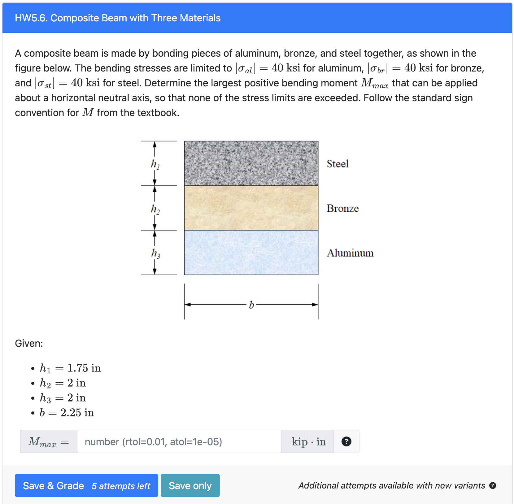 A composite beam is made by bonding pieces of