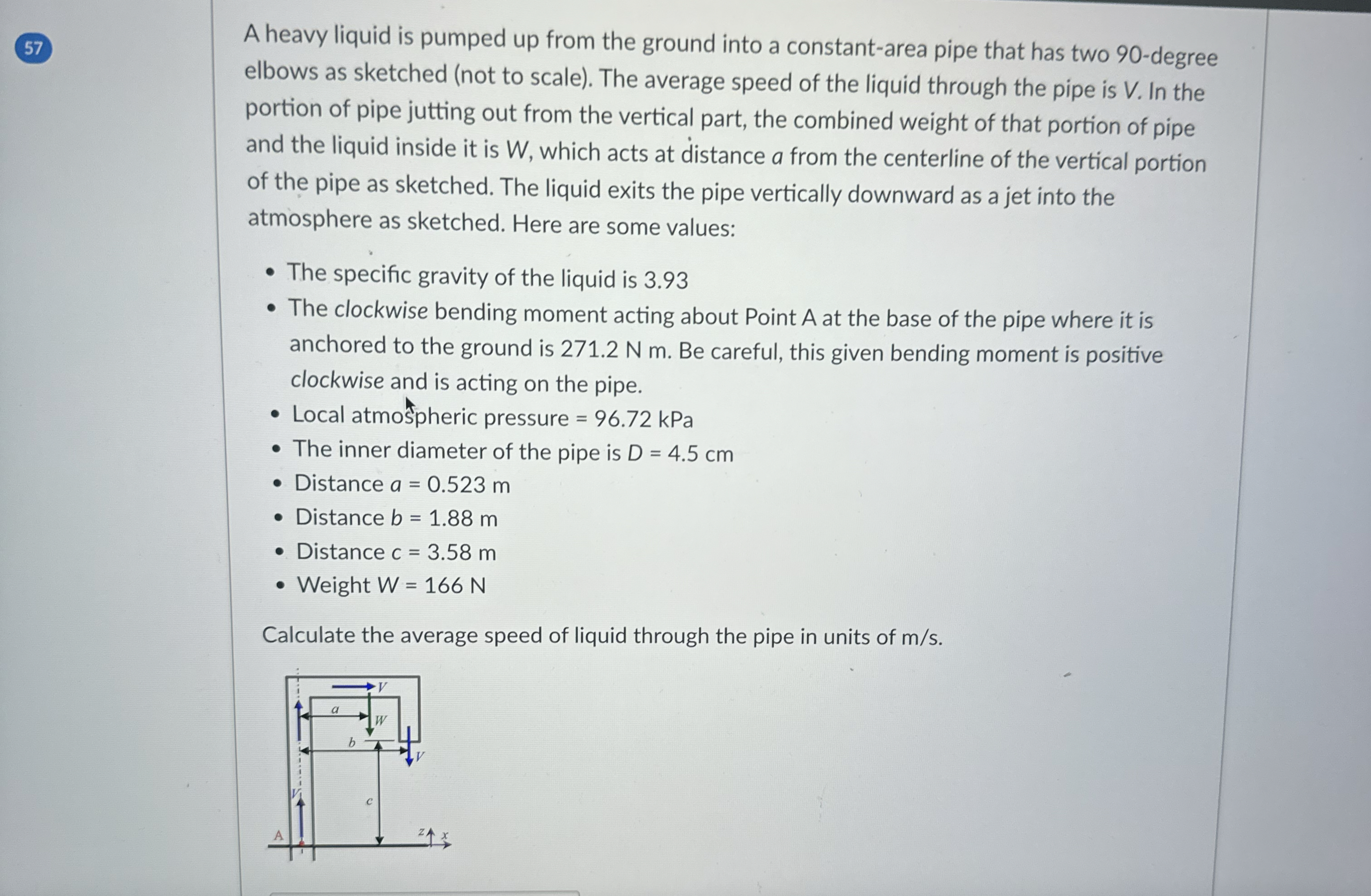 A heavy liquid is pumped up from the ground into