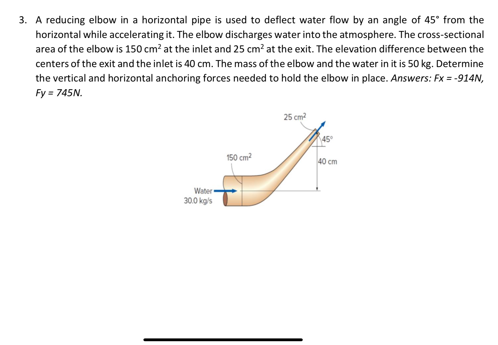 A reducing elbow in a horizontal pipe is used to