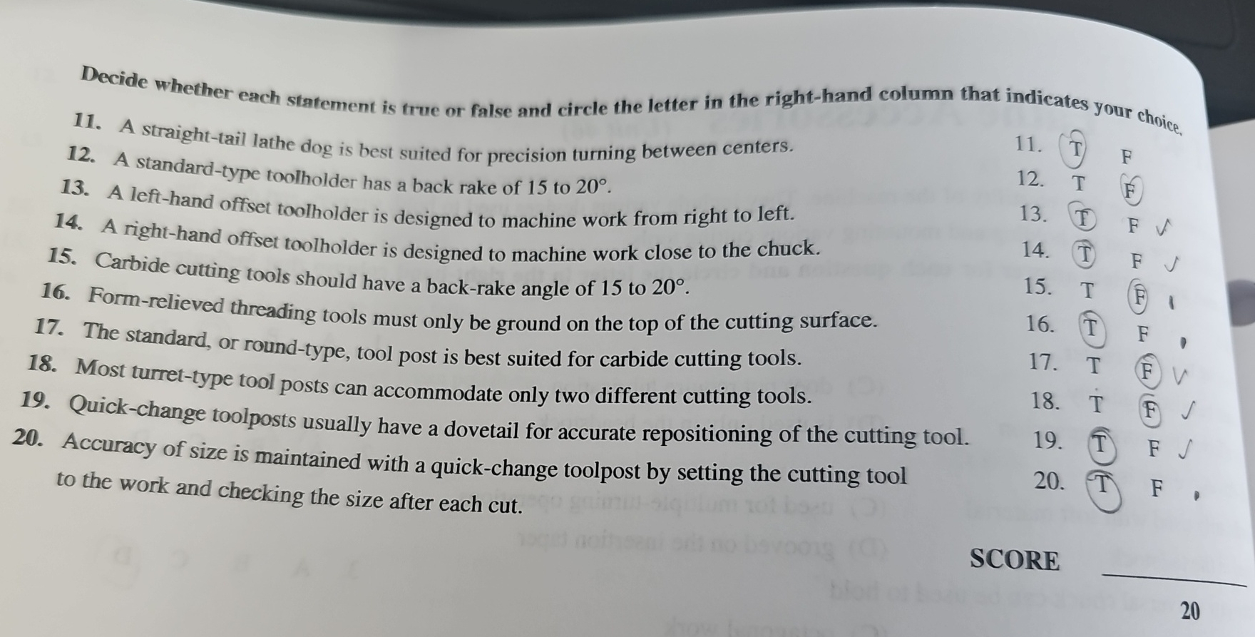 Decide whether each statement is true or false