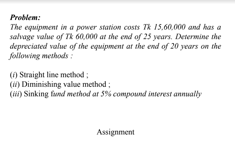 Problem: Problem: The equipment in a power