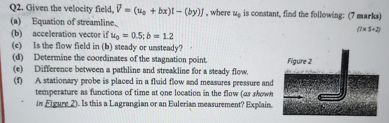 Q 2 . Given the velocity field, vec ( V ) = ( u 0