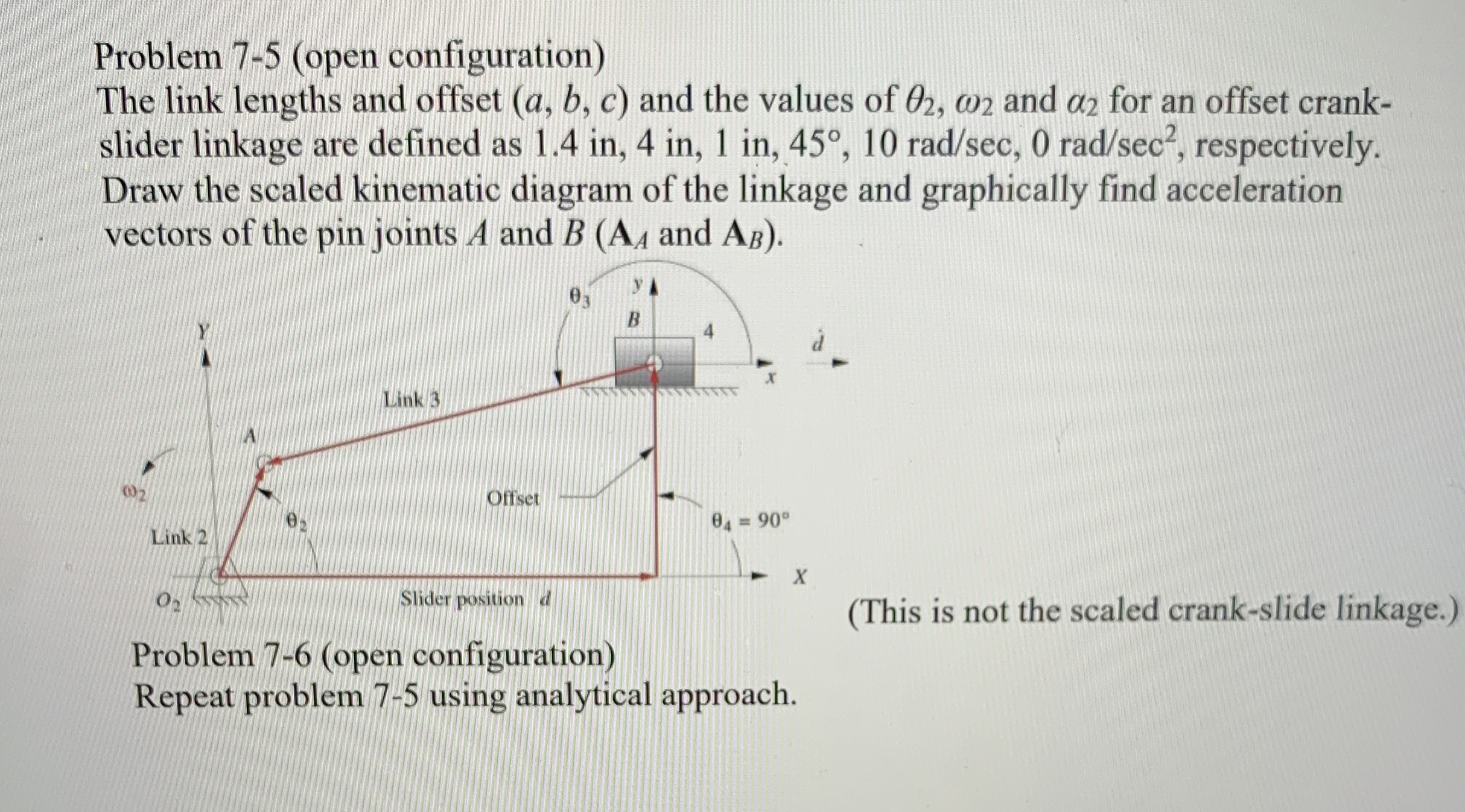 Problem 7 - 5 ( open configuration ) The link