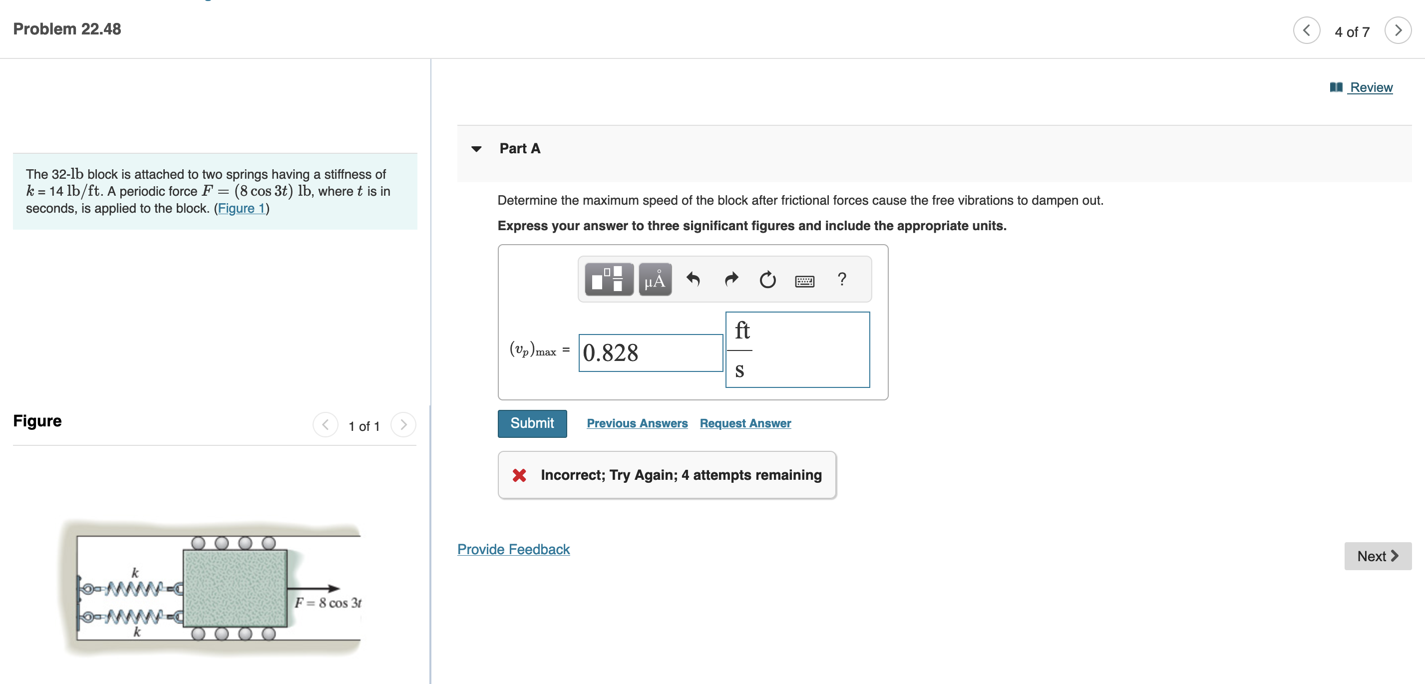 The 3 2 - lb block is attached to two springs