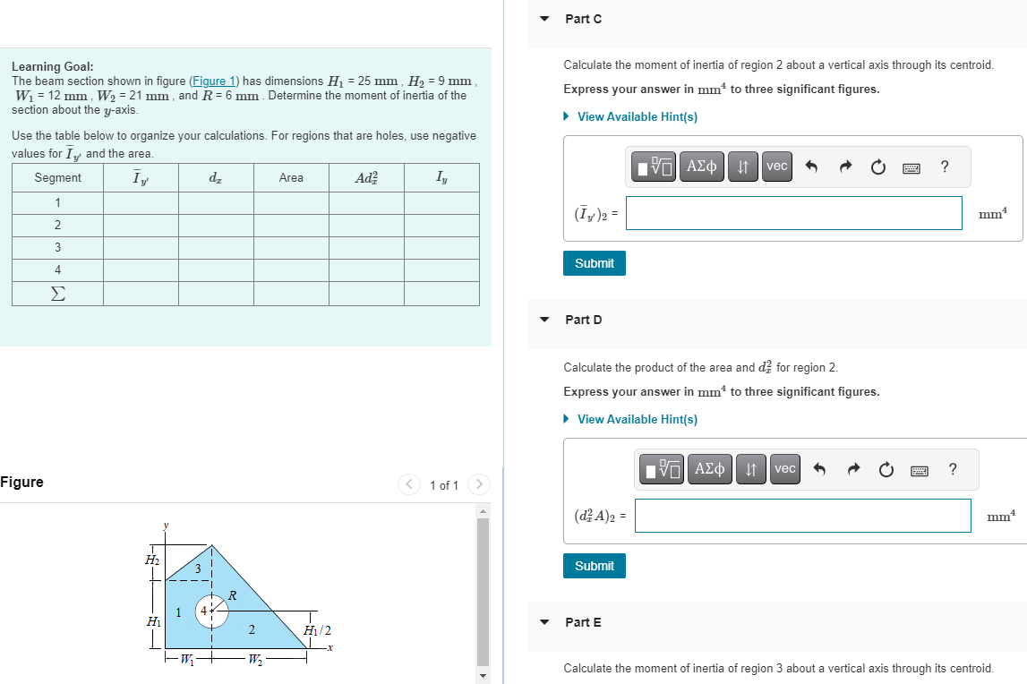 Part C Learning Goal: The beam section shown in