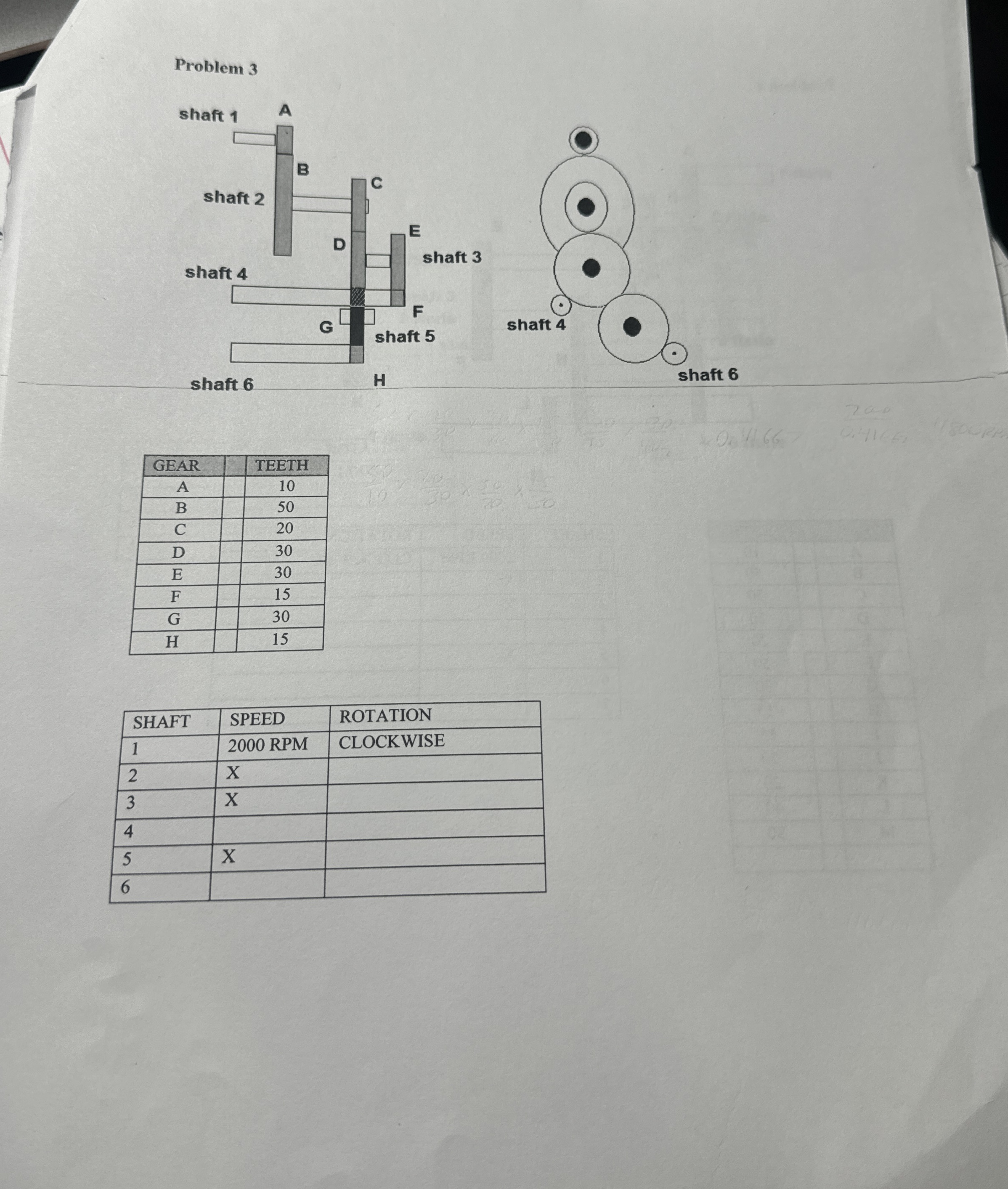 Probla... 9 \ table [ [ GEAR , TEETH ] , [ A , 1