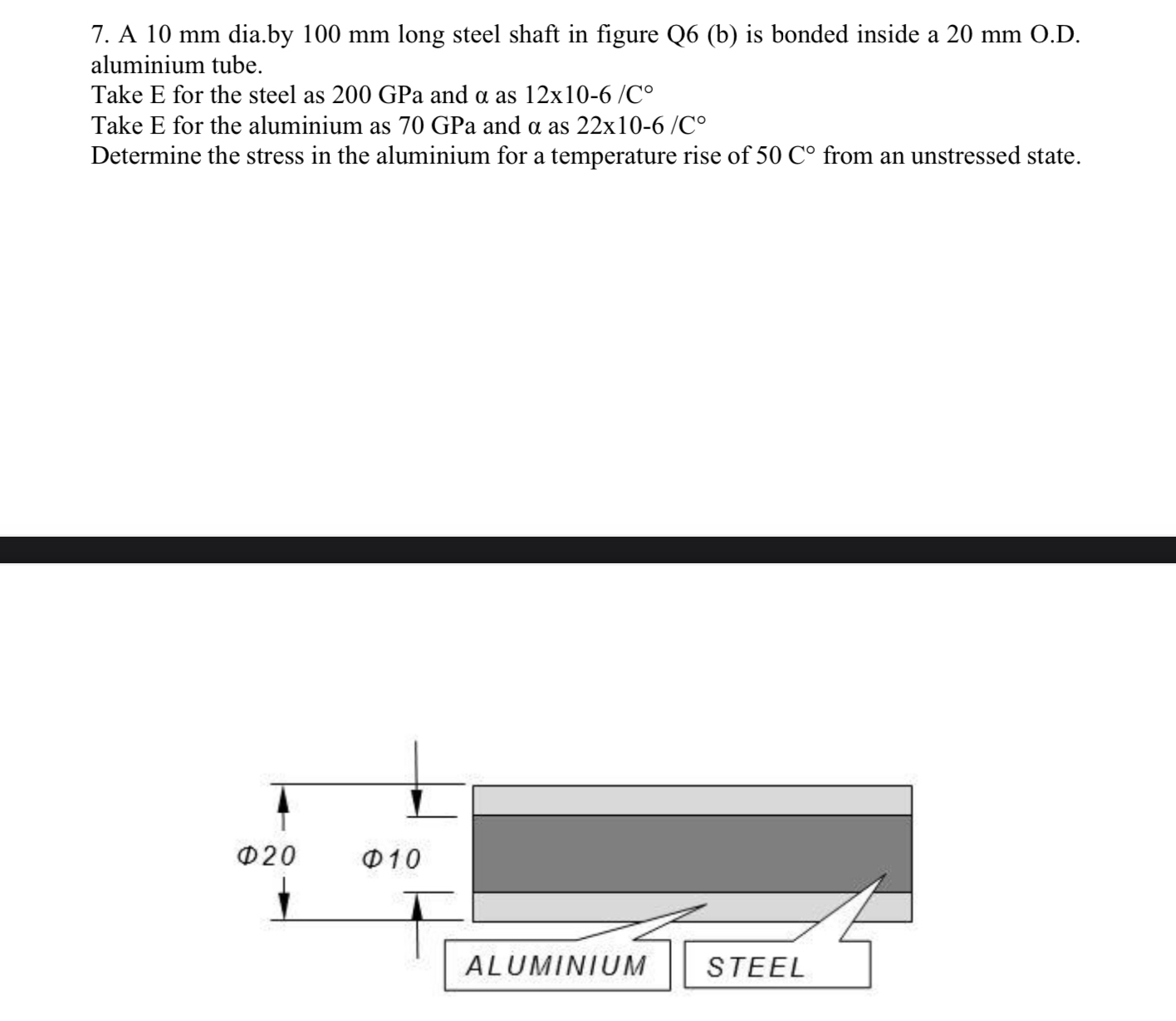 A 1 0 mm dia.by 1 0 0 mm long steel shaft in
