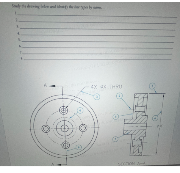 Study the drawing below and identify the line