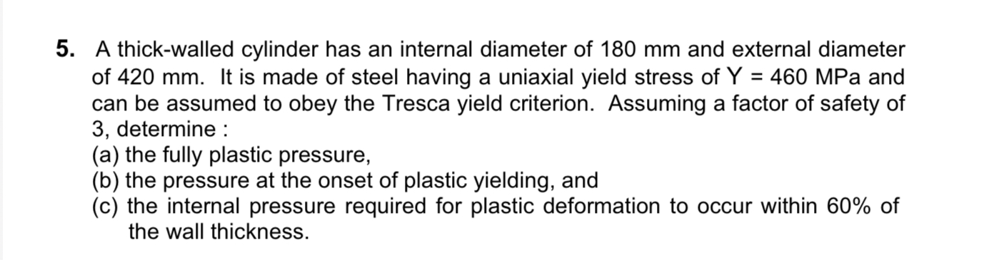 A thick - walled cylinder has an internal