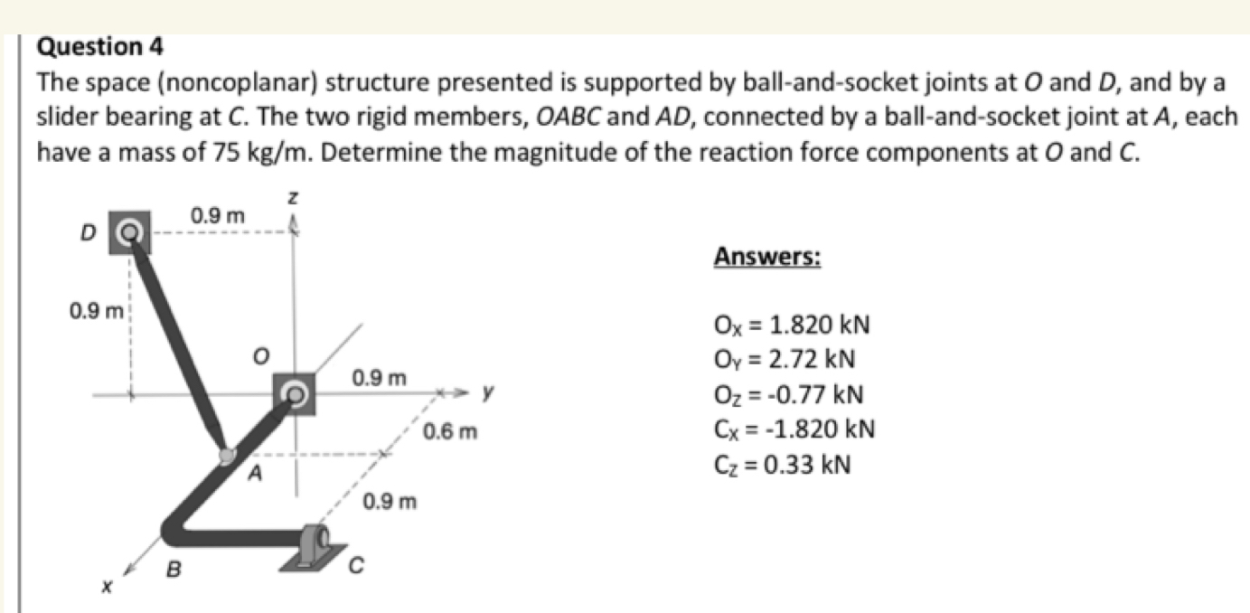 Question 4 The space ( noncoplanar ) structure