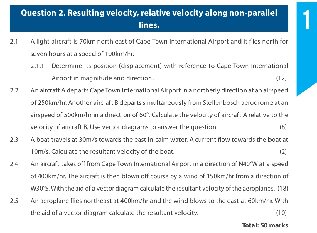 Question 2 . Resulting velocity, relative