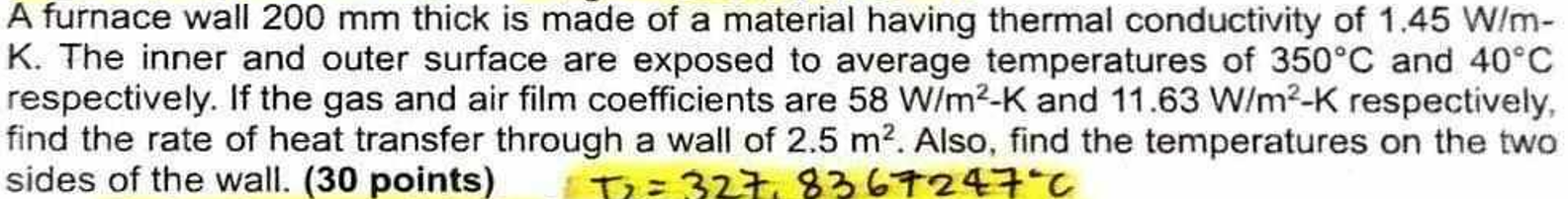 A furnace wall 2 0 0 mm thick is made of a