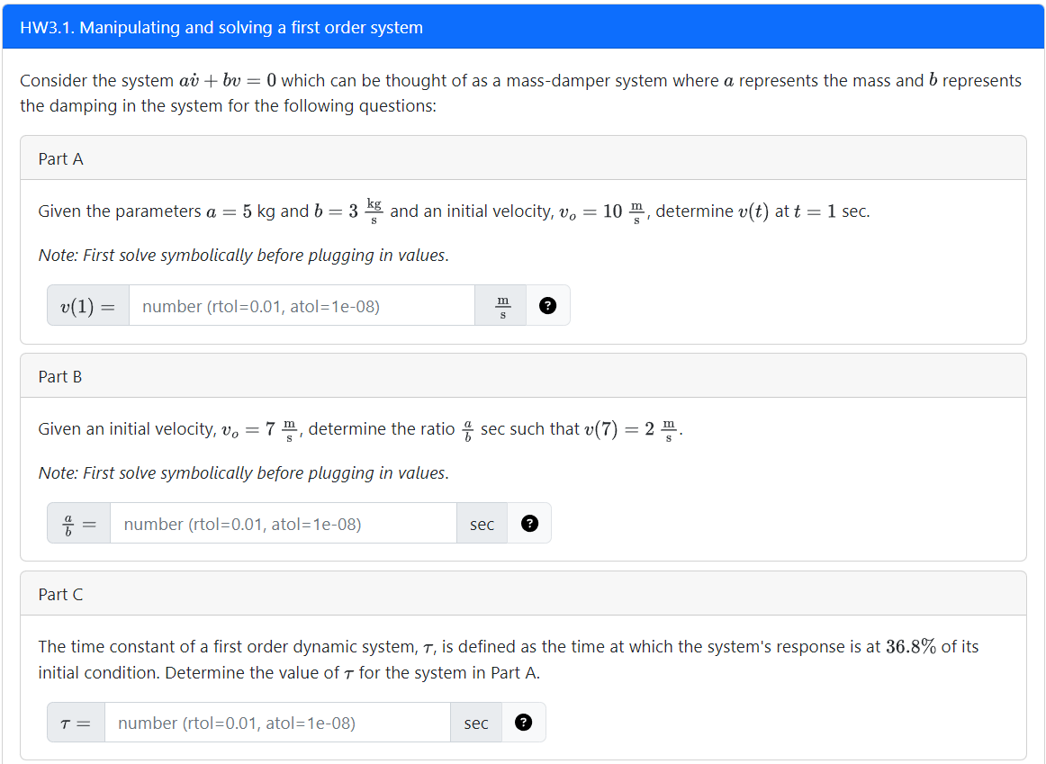 HW 3 . 1 . Manipulating and solving a first order