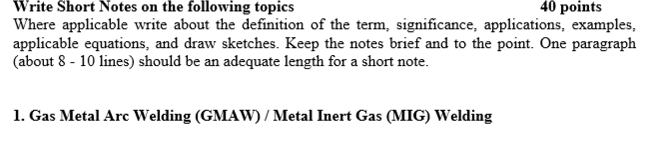 Write Short Notes on the following topics Where