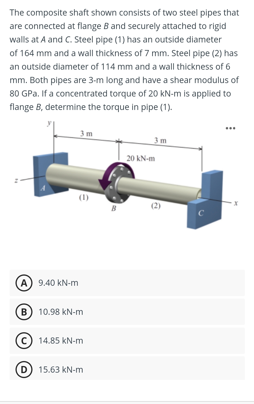 The composite shaft shown consists of two steel