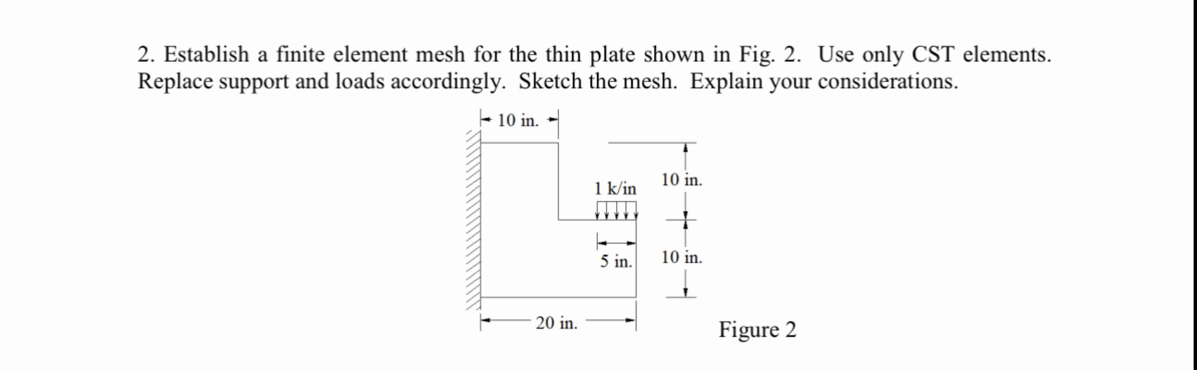 2 . Establish a finite element mesh for the thin